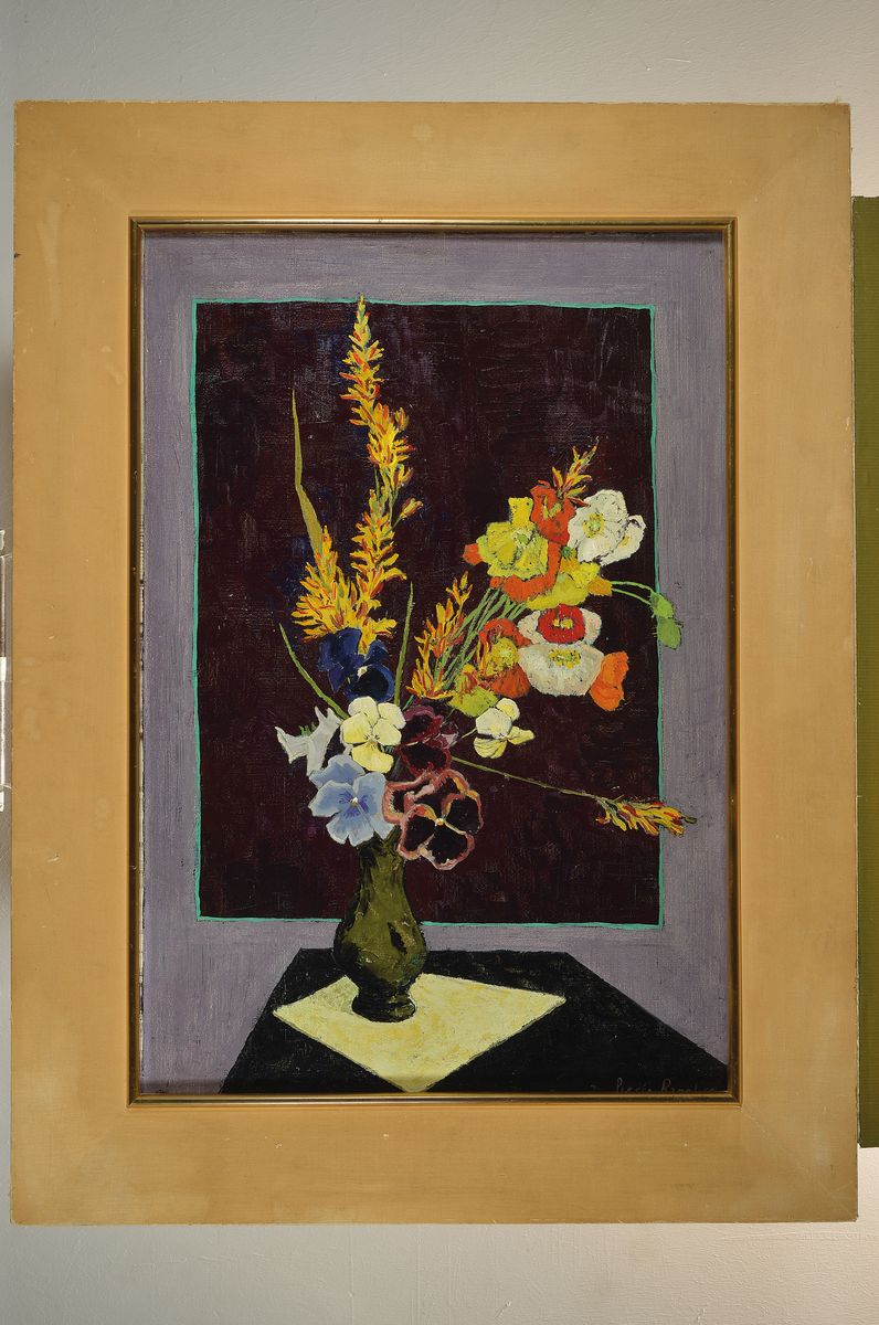 Detail k: Pierre Ramel, geb. 1927, Blumenstillleben, Öl/Lwd, rechts unten signiert und dat. 59, ca. 73x50cm, R. ca. 92x69cm