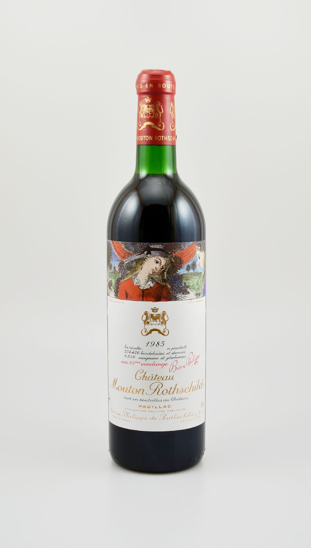 1 Flasche 1985 Chateau Mouton Rothschild, Pauillac, Premier Grand Cru Classe, Füllstand: ca. top shoulder, hervorragender Erhaltungszustand, ...