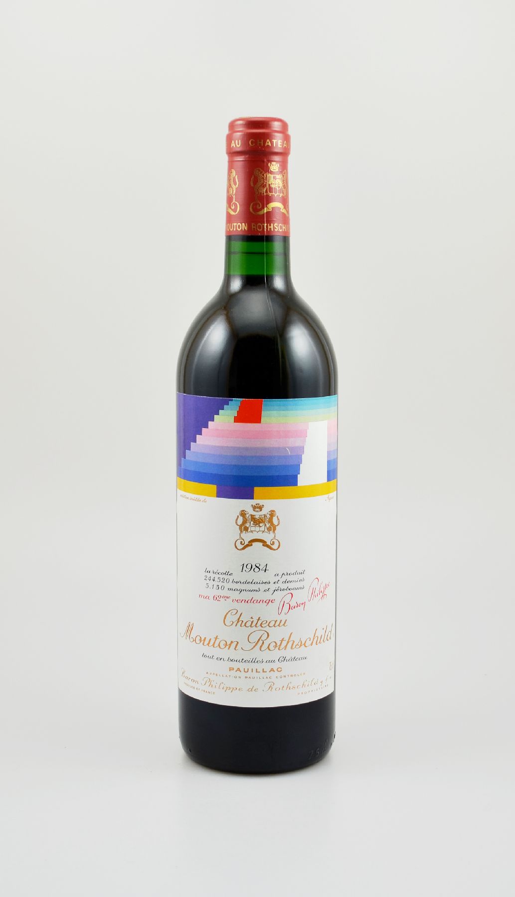 1 Flasche 1984 Chateau Mouton Rothschild, Pauillac, Premier Grand Cru Classe, ca. 75 cl, Füllstand: ca. into neck, hervorragender Erhaltungszustand, ...