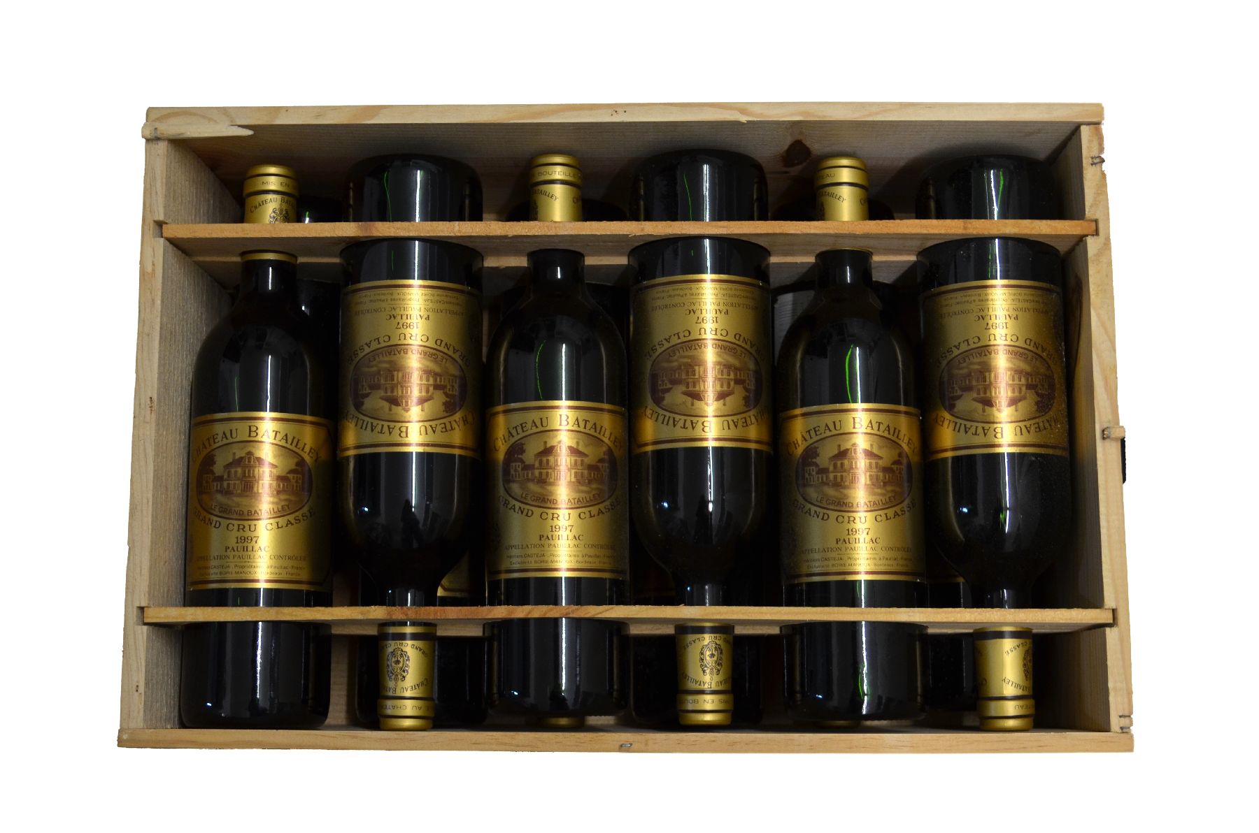 Detail a: 12 Flaschen 1997 Chateau Batailley, Pauillac, Grand Cru Classe, je ca. 75 cl, 12,5 % Vol., Füllstände: je ca. into neck, sehr gute ...
