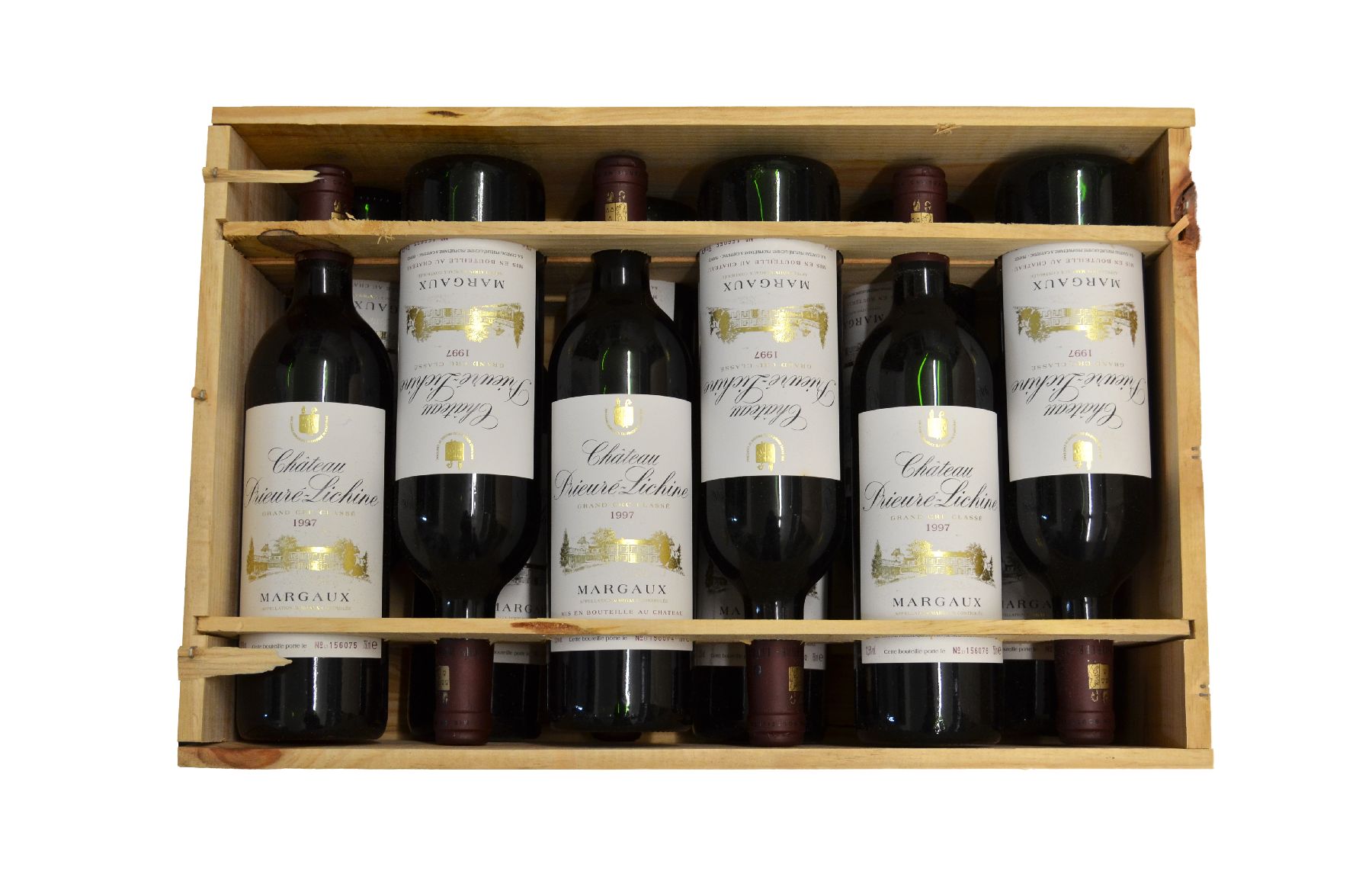 Detail a: 12 Flaschen 1997 Chateau Prieure-Lichine, Margaux, Grand Cru Classe, je ca. 75 cl, 12,5 % Vol., Füllstände: je ca. into neck, hervorragende ...