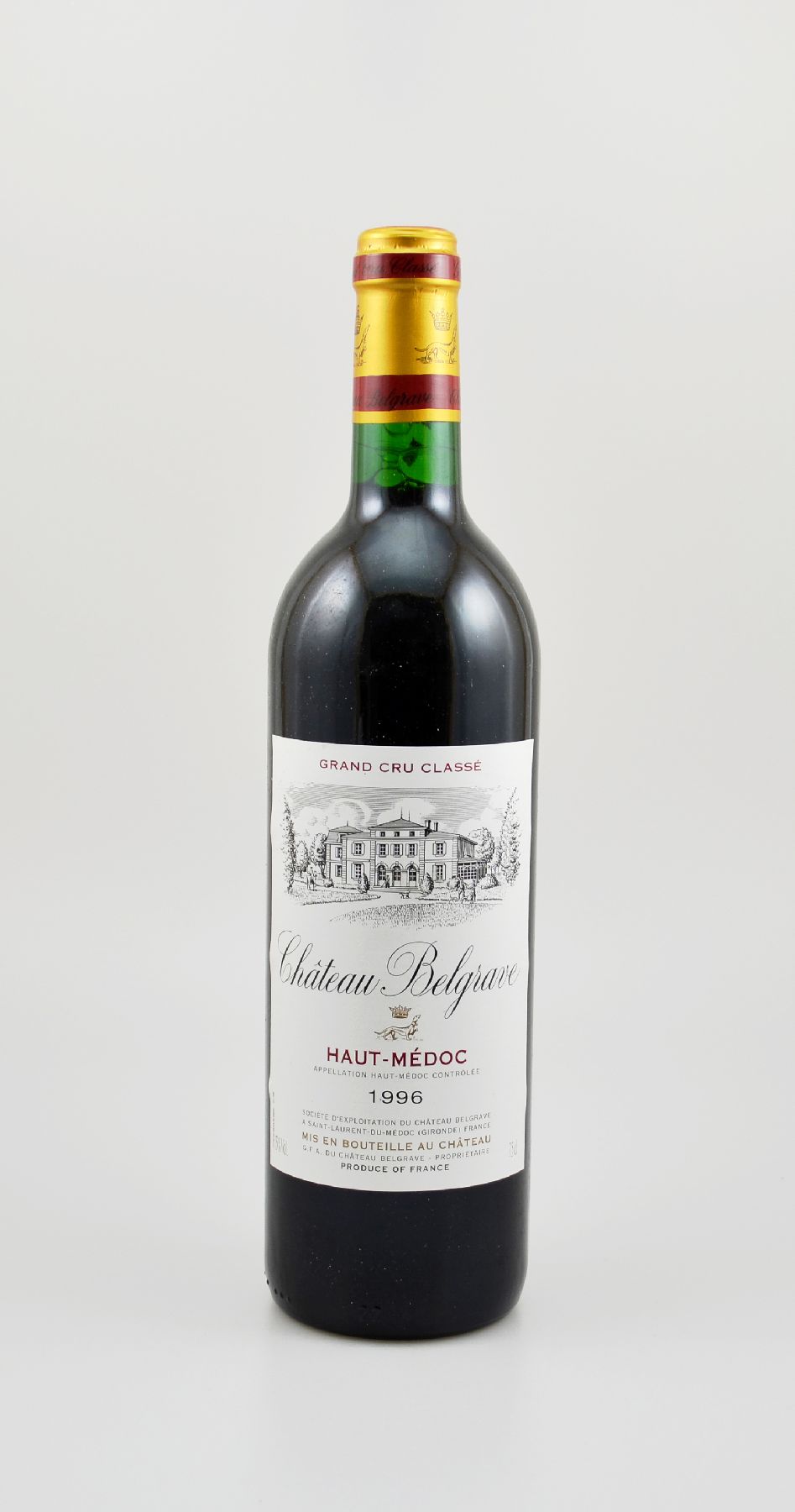 12 Flaschen 1996 Chateau Belgrave, Haut-Medoc, Grand Cru Classe, je ca. 75 cl, 13 % Vol., Füllstände: je ca. into neck, hervorragende ...