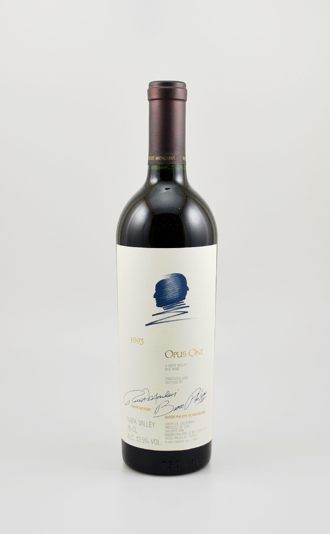 4 Flaschen 1993 Opus One, Baron Philippe de Rothschild, Napa Valley-USA, je ca. 75 cl, 13,5 % Vol., Füllstände: je into neck, hervorragende ...