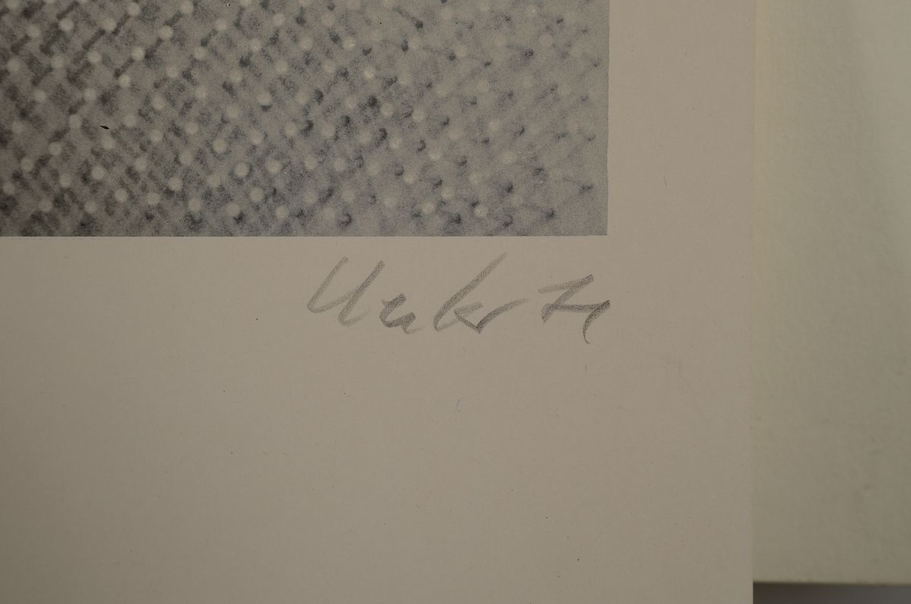 Detail a: Günther Uecker, geb. 1930, Nagelbild, Offsetlitho, Auflage 500, handsigniert, bezeichnet Probe, teilweise Prägedruck, Abbildung: ca. 46 x 46 cm, ...