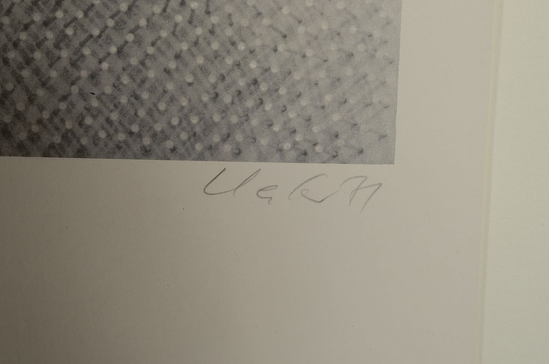 Detail a: Günther Uecker, geb. 1930, Nagelbild, Offsetlitho, num. 26/500, teilweisePrägedruck, handsigniert, bezeichnet Probe, Abbildung: ca. 46 x 46 cm, ...