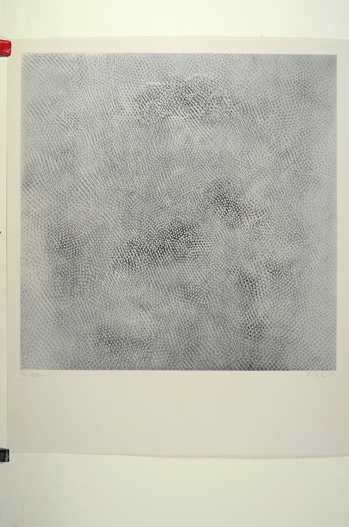 Detail k: Günther Uecker, geb. 1930, Nagelbild, Offsetlitho, num. 26/500, teilweisePrägedruck, handsigniert, bezeichnet Probe, Abbildung: ca. 46 x 46 cm, ...