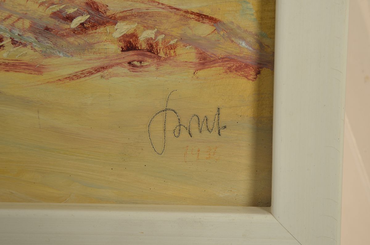 Detail a: Karl Graf, 1902 - 1986 Speyer, Am Gardasee 1936, so verso bezeichnet, Öl/Holzplatte, rückseitig mit altem Reservierungsetikett von 1974 des ...