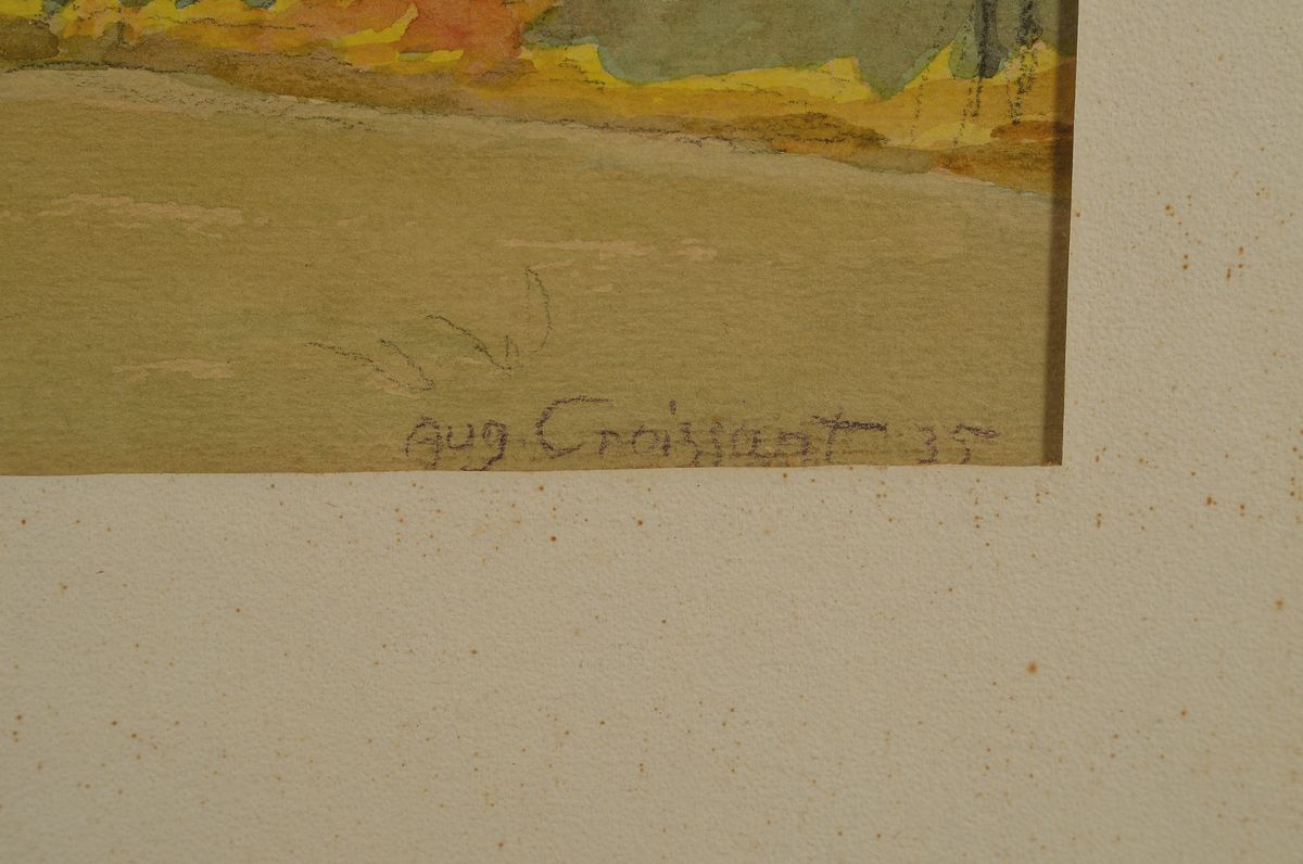 Detail a: August Croissant, 1870 Landau-1941 Edenkoben, Blick auf Albersweiler, Aquarell auf Papier, rechts unten signiert und datiert 35, ca. 23x32cm, PP, ...