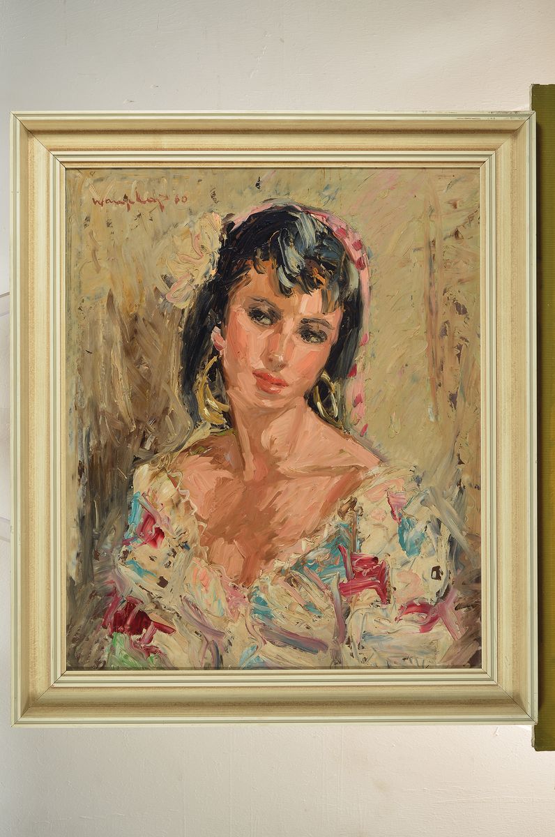 Detail k: Helmut Wanschap, 1911 Berlin-1987 Kusel, Porträt einer jungen Frau, Öl/Hartfaser, links oben signiert und dat. 60, ca. 60x50cm, R. ca. 71x61cm