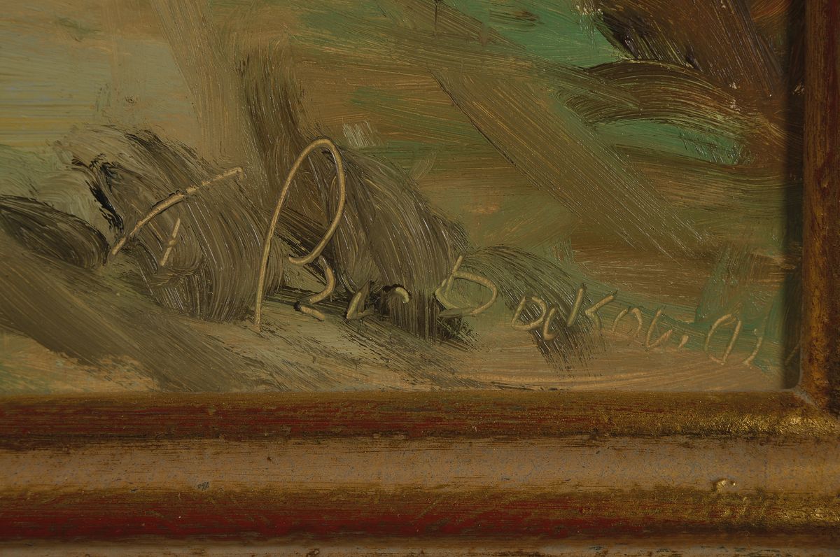 Detail a: Fedor Szerbakow, 1911 Eckertsdorf-2009 Lilienthal, Herbstliche Landschaft um Worpswede, Öl/Hartfaser, rechts unten signiert, ca. 60x50cm, R. ca. ...