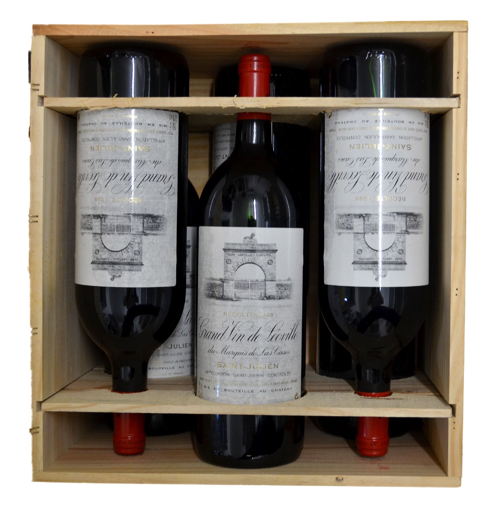 Detail a: 6 Magnumflaschen 1998 Chateau Leoville-Las Cases, Saint-Julien, Grand Cru Classe, je ca. 150 cl, 13 % Vol., Füllstände: je ca. into neck, sehr gute ...