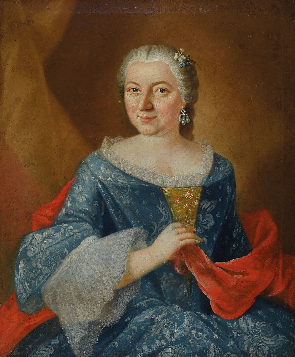 Paar Barockporträts, wohl süddeutsch, um 1740, Edelmann und Gattin, Öl/Lwd, gute Darstellung der spitzenbesetzten Kleidung, Öl/Lwd, unsigniert, ...