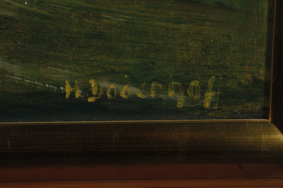 Detail a: Heinz Dodenhoff, 1889 Tarmstedt - 1981 Langen, Worpsweder Maler, zwei Landschaften, a. Worpsweder Moorkate im Abendrot, Öl/Malkarton,ca. 60 x 80 cm, ...