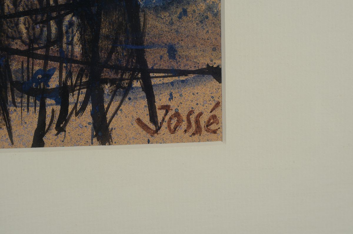 Detail a: Friedrich Jossé, 1897 Woldstein-1994 Speyer,Abstrakte Komposition, Aquarell und Gouache auf Papier, rechts unten signiert, ca. 27x38cm, PP, u.Gl., ...