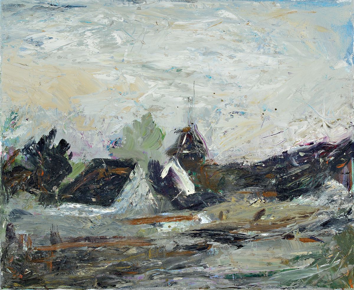 Jochen Frisch, zeitgen. Maler aus Schifferstadt, Studie, Dörfel III, Öl/Lwd, rückseitig betitelt und signiert, dat. September 2003, ca. 38x46cm, ...