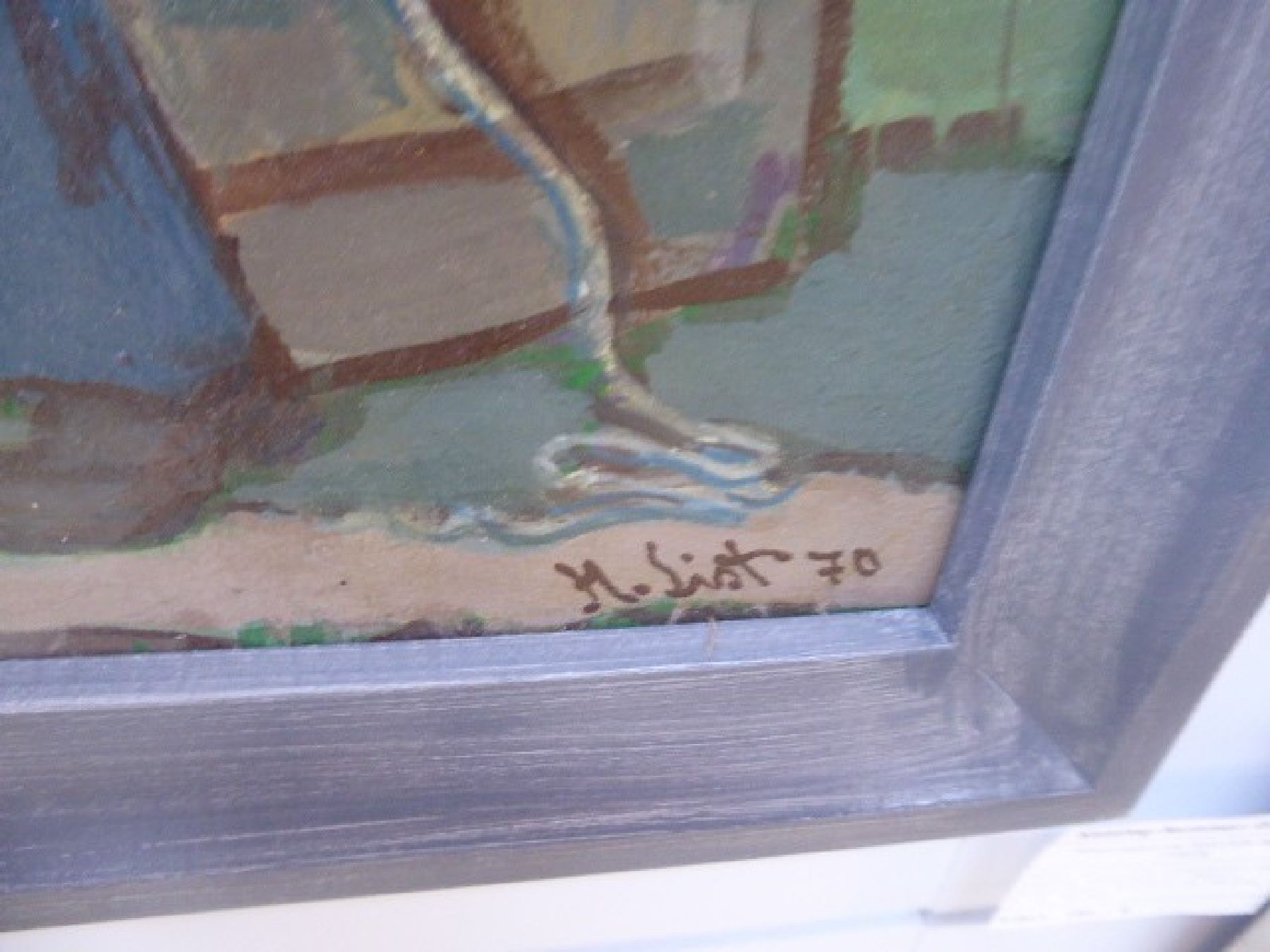 Detail d: Hans List, 1902-1977, Fischerhafen in Norddeutschland, Öl/Hartfaser, rechts unten signiert und dat. 70, ca. 95x125, R. ca. 100x 130cm