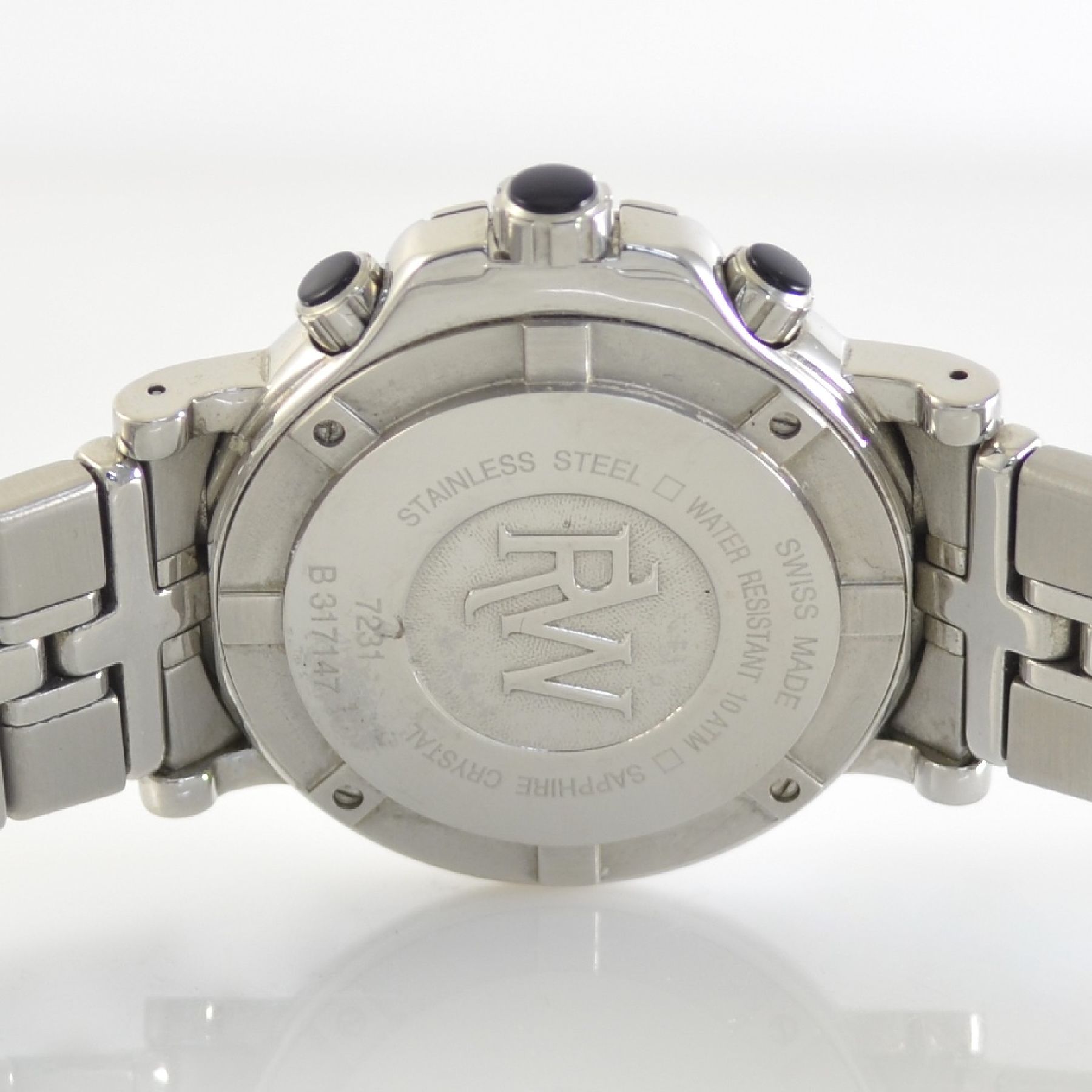 Detail d: RAYMOND WEIL Armbandchronograph Serie Parsifal, Automatik, Schweiz um 2008, Ref. 7231, Edelstahlgeh. inkl. Gliederband m. dopp. Faltschl., Boden ...