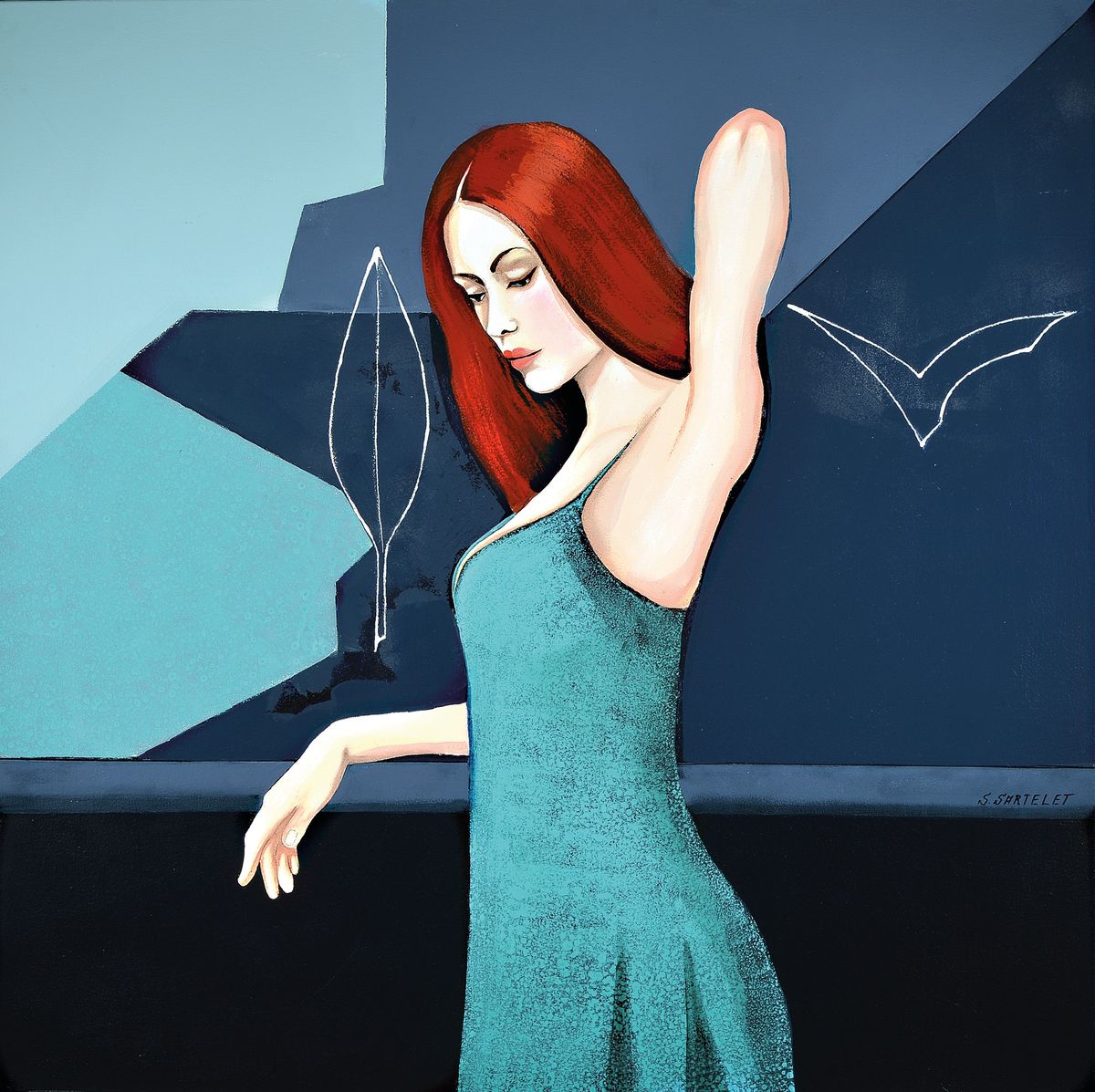 Silvia Sartelet, geb. 1947 Berlin, Frauendarstellung, Acryl/Lwd, sign., ca. 100x100 cm