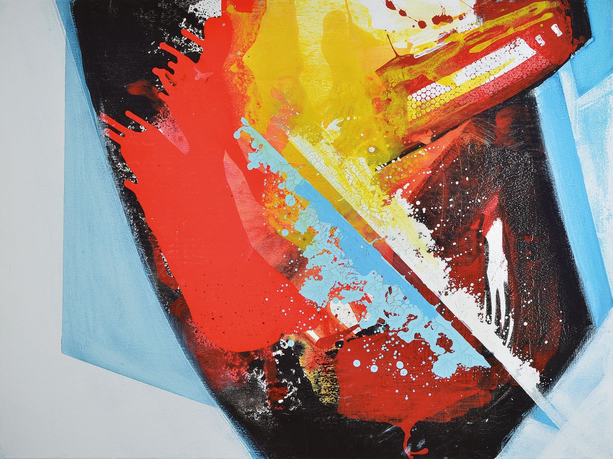Silvia Sartelet, geb. 1947 Berlin, Abstrakte Komposition, Diptychon,, Acryl/Lwd, eins davon sign., je. ca. 80x60 cm