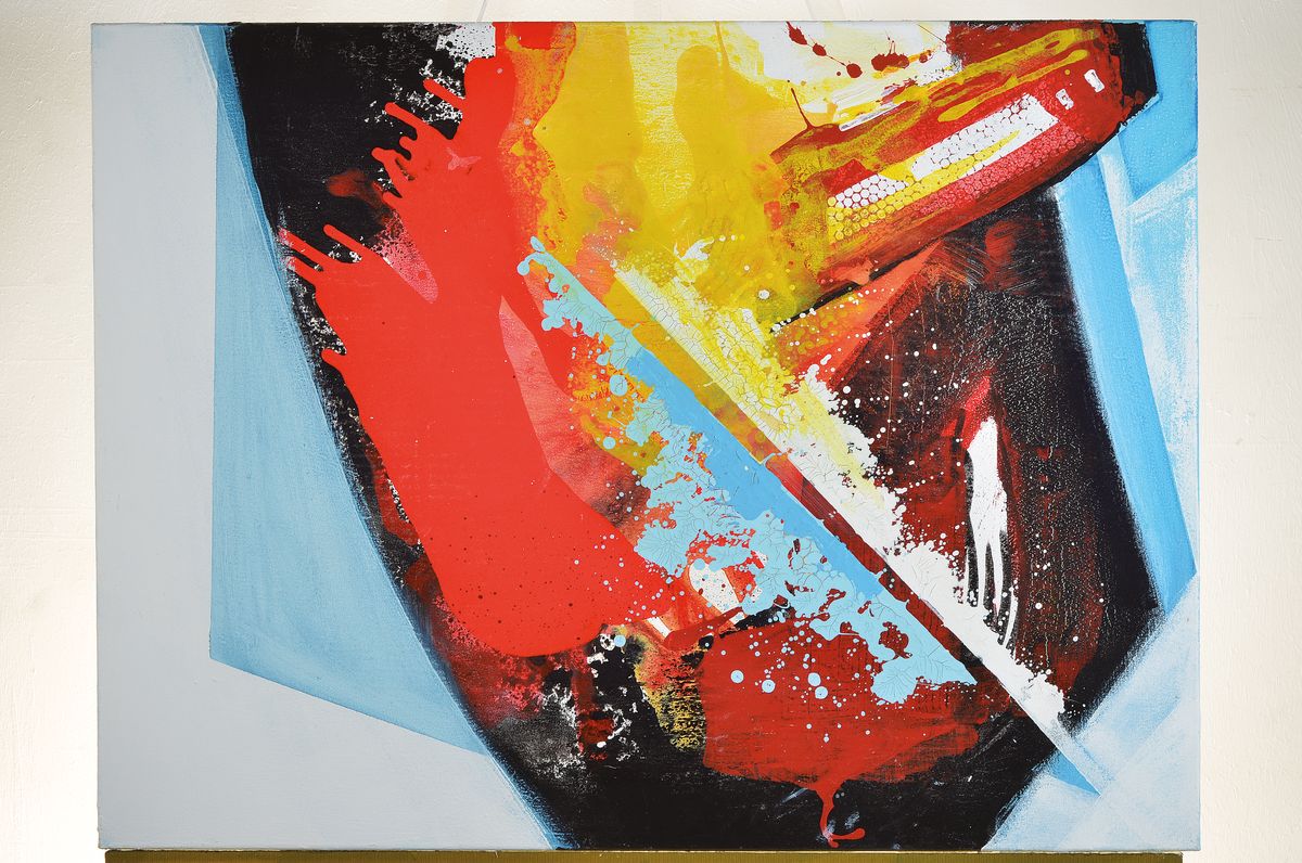 Detail k: Silvia Sartelet, geb. 1947 Berlin, Abstrakte Komposition, Diptychon,, Acryl/Lwd, eins davon sign., je. ca. 80x60 cm