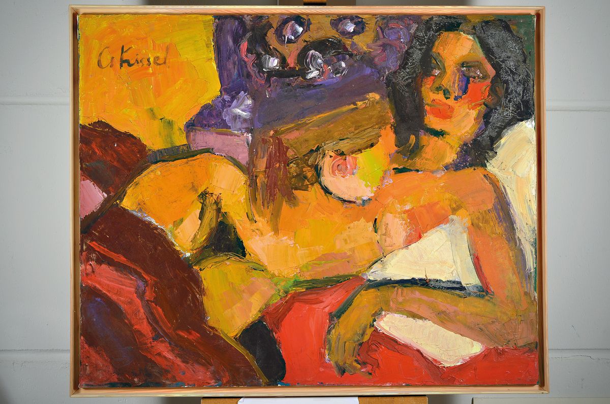 Detail k: Gernot Kissel, 1939-2008 Worms, liegender weiblicher Akt, Öl/Lwd, links oben signiert, ca. 80x100cm, R. ca. 85x105cm
