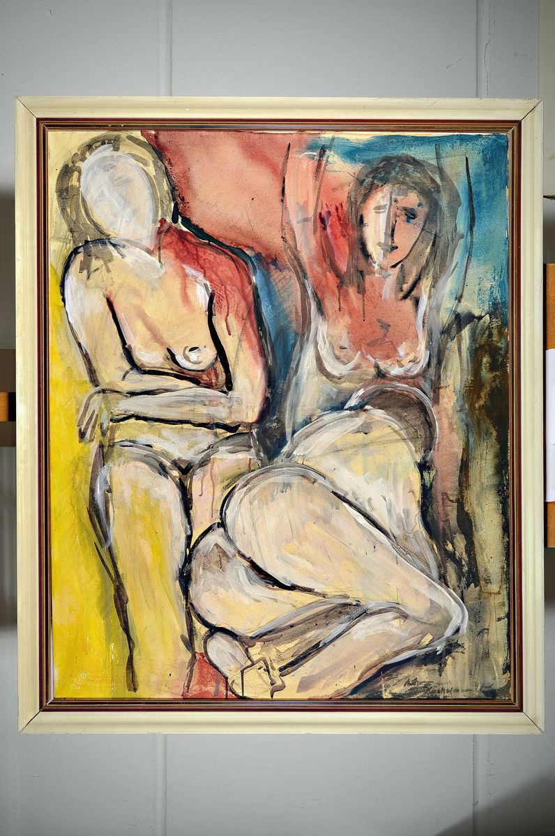 Detail k: Antonius Höckelmann, 1937 Oelde-2000 Köln, Paar, Öl/Lwd, rechts unten signiert und dat. 97, ca. 80x100cm, R. ca. 91x111cm