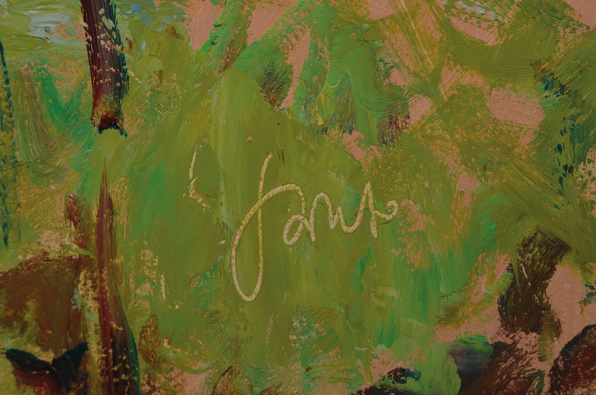 Detail a: Karl Graf, 1902-1986 Speyer, Weinleseszene in der Pfalz, Öl/Hartfaser, signiert, ca. 100x100cm, R. ca. 106x106cm