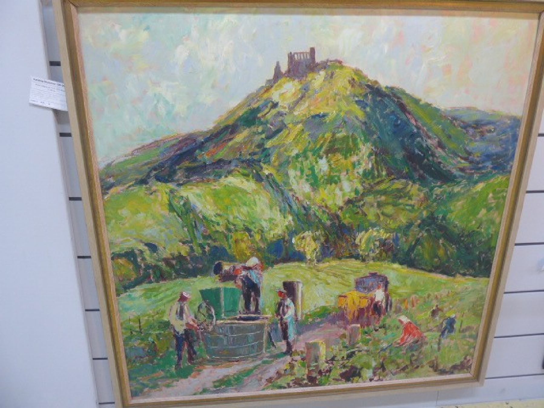 Detail b: Karl Graf, 1902-1986 Speyer, Weinleseszene in der Pfalz, Öl/Hartfaser, signiert, ca. 100x100cm, R. ca. 106x106cm