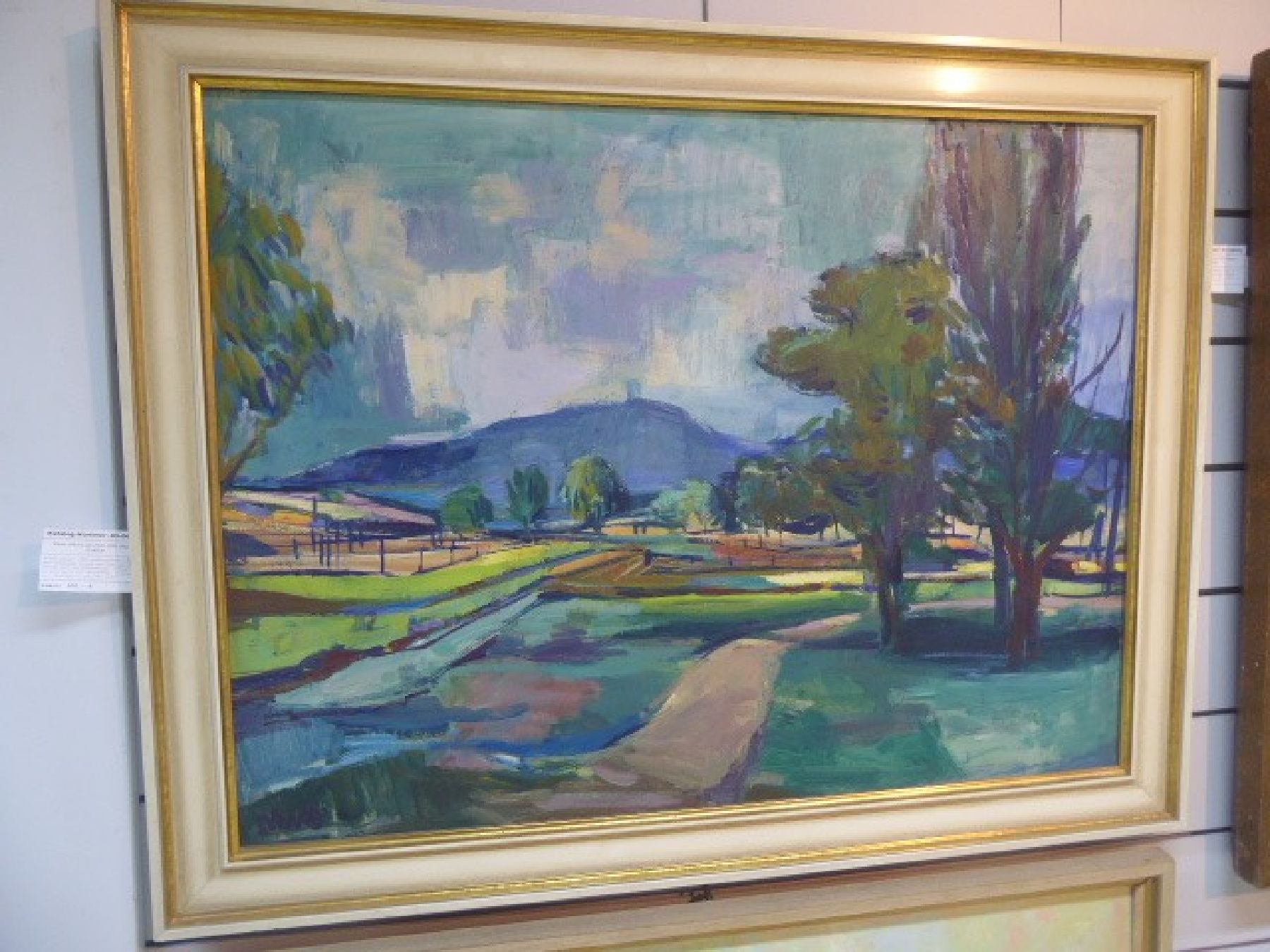 Detail b: Erich Schug, 1906 Ludwigshafen-1982 Bad Dürkheim, Blick vom Freinsheimer Hahnen auf den Peterskopf, rückseitig so betitelt, Öl/ Hartfaser, ...