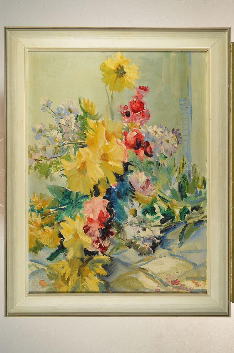 Detail k: Hanns Fay, 1888 Frankenthal-1957 Neustadt, Stillleben mit bunten Sommerblumen, Öl/ Malkarton, rechts unten signiert, ca. 75x56cm, R. ca. 87x68cm