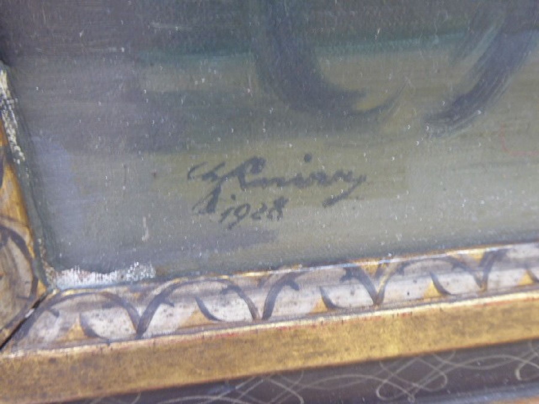Detail b: Maler der Münchener Schule, datiert 1928, Porträt des Friedrich von Bassermann-Jordan (1872-1959, pfälzischer Weingutsbesitzer und ...