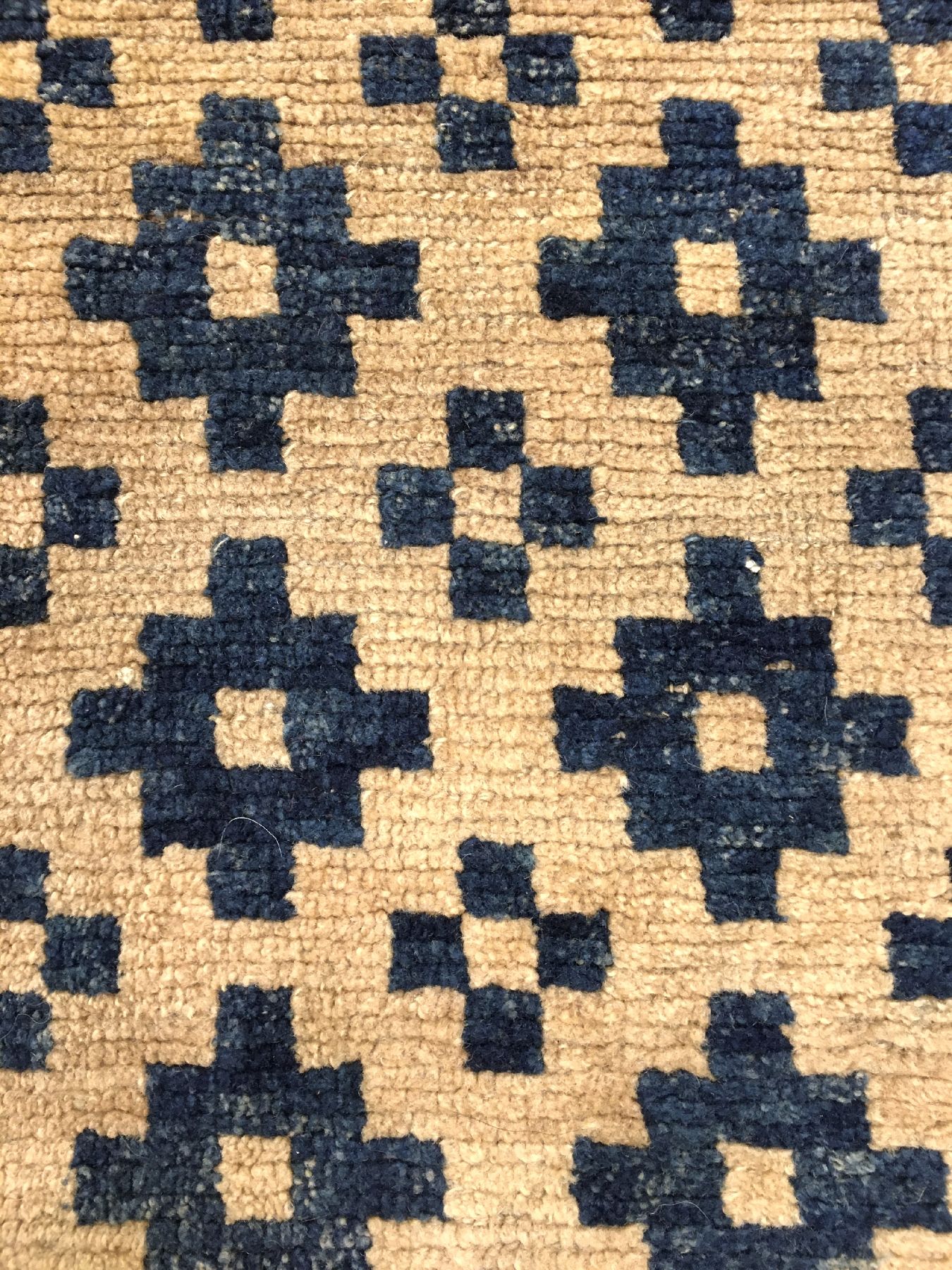 Detail d: Gyantse "Meditations-Teppich" antik, Südtibet, Ende 19.Jhd., Wolle geknüpft auf Wolle. Tibetischer Meditationsteppich mit Rapport Muster ...