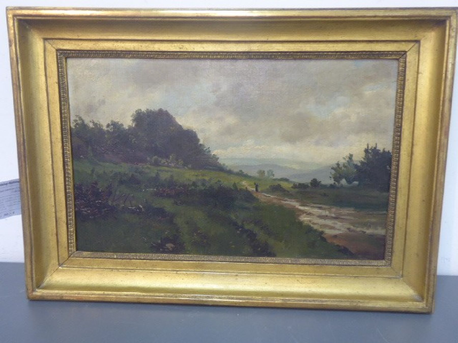 Detail b: Ludwig Willroider, 1845 Villach - 1910 Bernried, süddeutsche Landschaft, Öl/Platte, li. u. monogrammiert, ca. 32 x 50 cm, vergoldeter Rahmen ca. ...