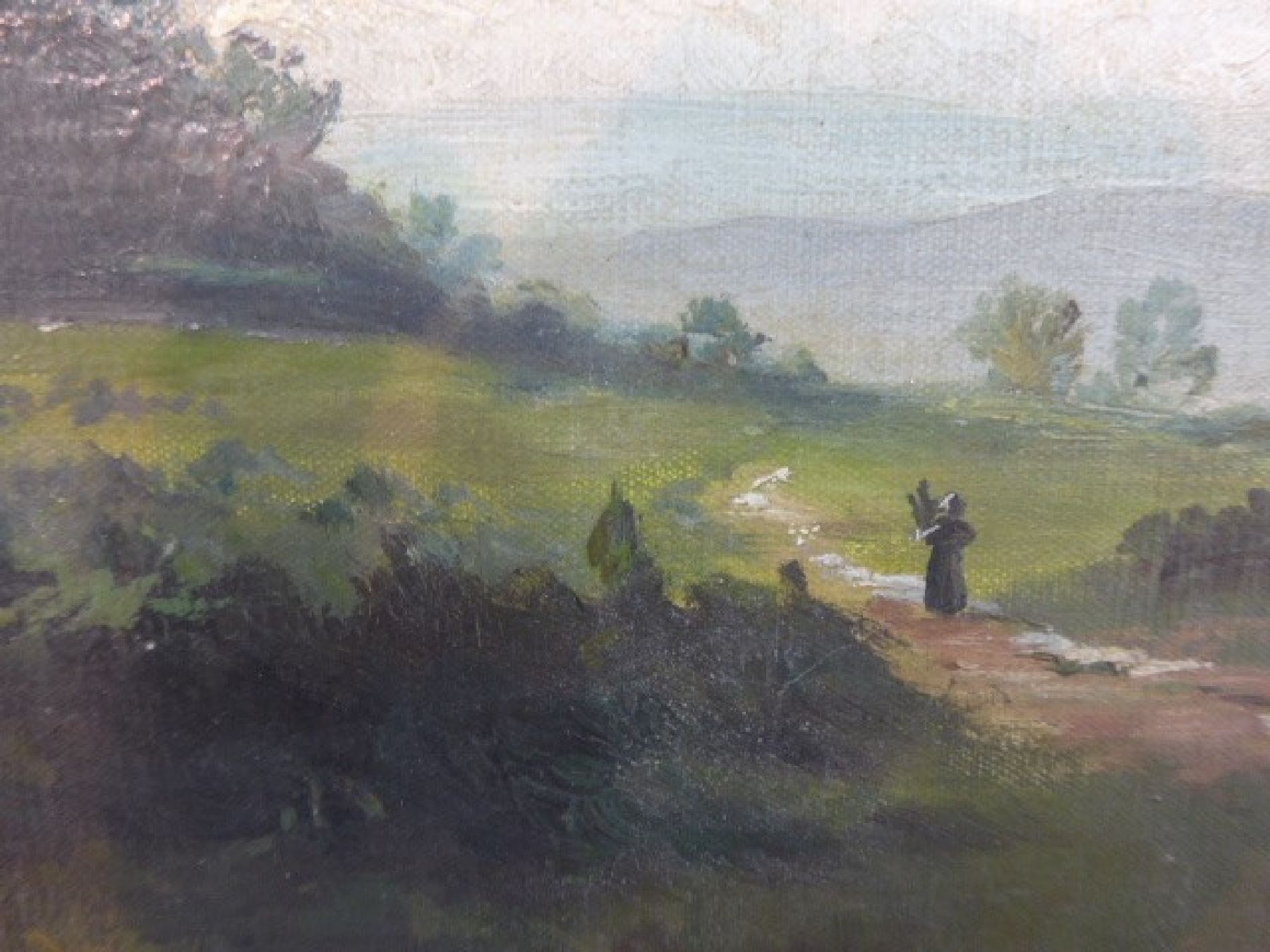 Detail c: Ludwig Willroider, 1845 Villach - 1910 Bernried, süddeutsche Landschaft, Öl/Platte, li. u. monogrammiert, ca. 32 x 50 cm, vergoldeter Rahmen ca. ...