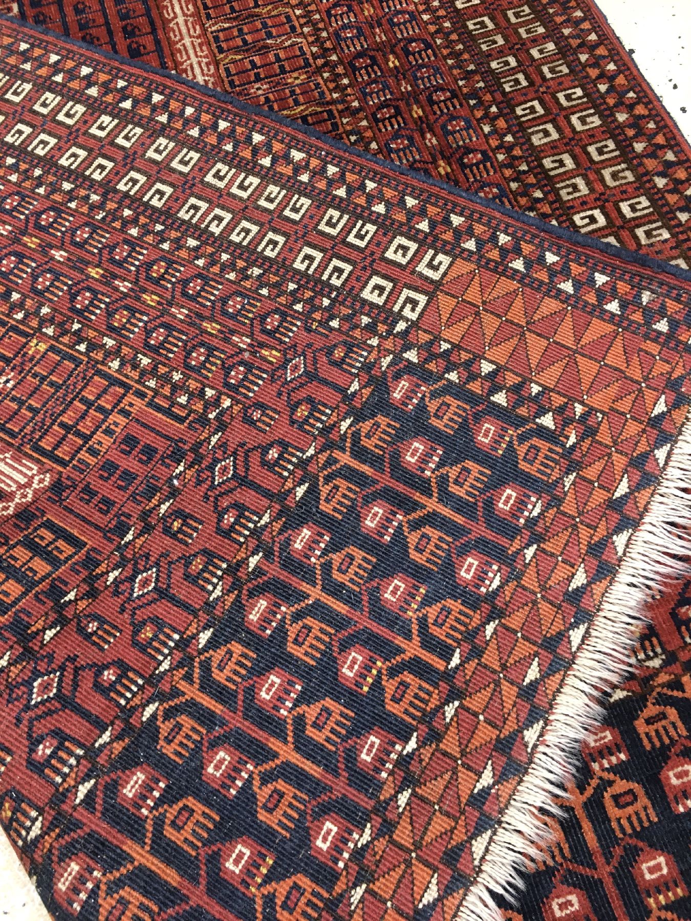 Detail h: Seltener Saryk "Engsi" antik, Turkmenistan, 19.Jhd., Wolle geknüpft auf Wolle. Kleinformatiger Türteppich der Saryken mit ...