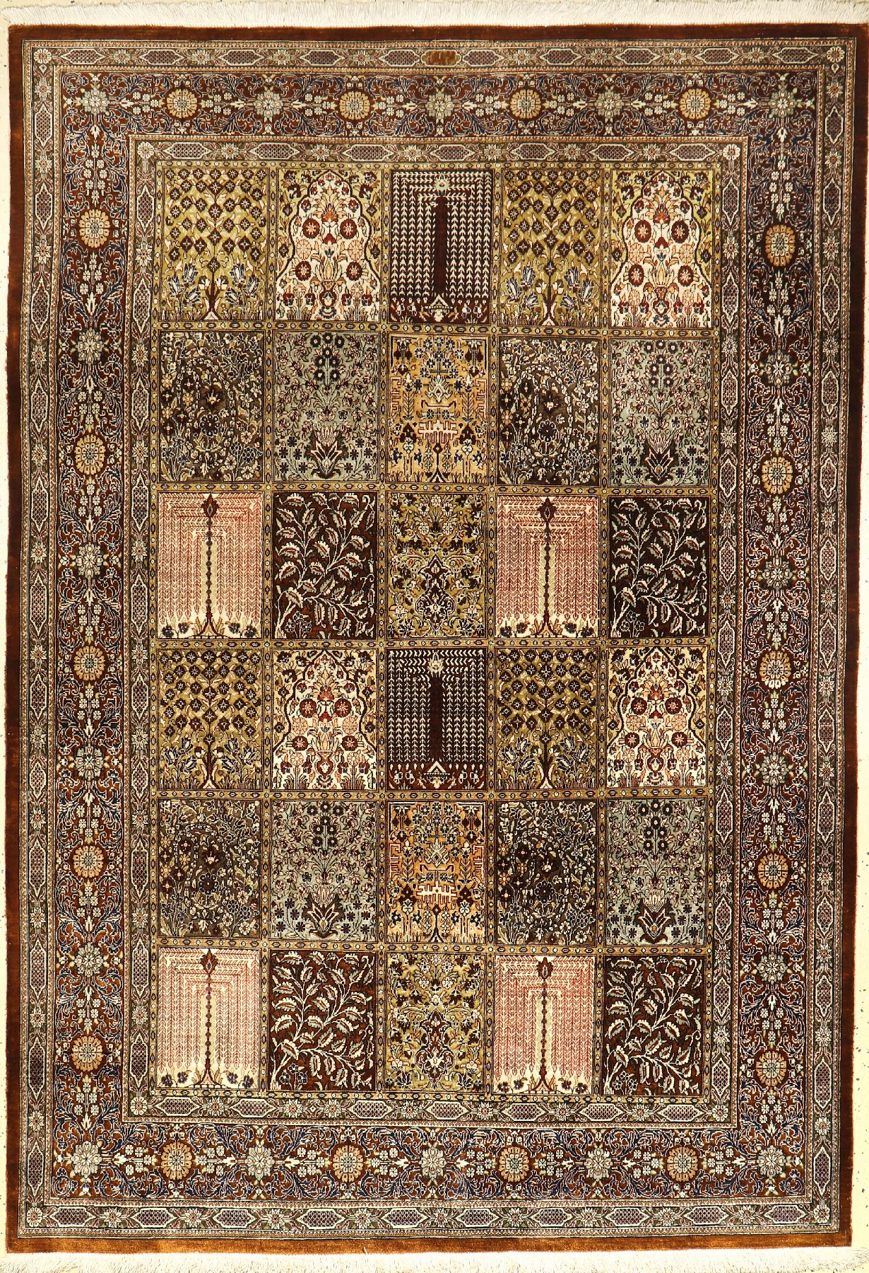 Ghom Seide signiert, Persien, 40 Jahre, reine Naturseide, ca. 196 x 140 cm, EHZ: 2