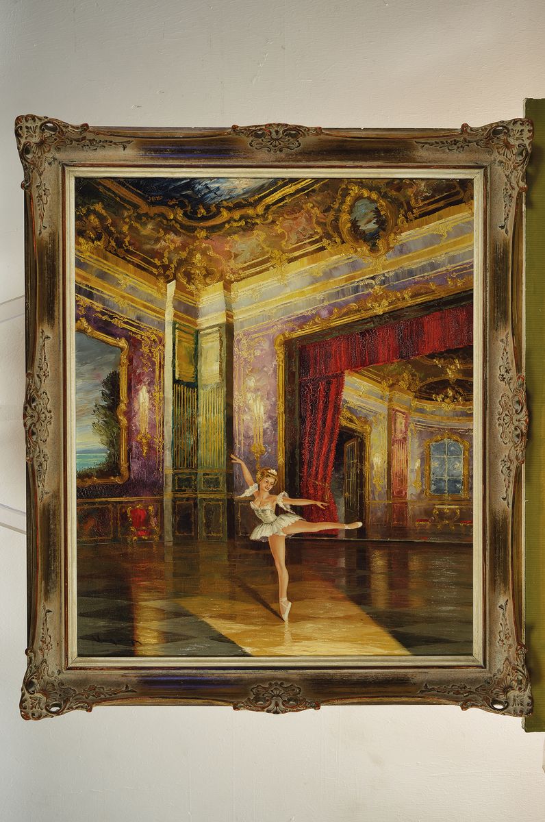 Detail k: Heinz Münnich, 1921 Chemnitz-1977 Starnberg,erste Ausbildung beim Vater, weitergebildet in Dresden und Luxemburg, Tänzerin im Schloßsaal, Öl/Lwd, ...