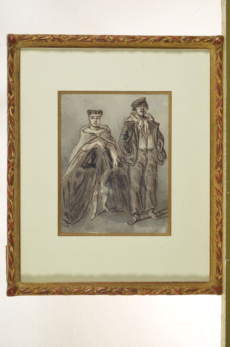 Detail k: Zuschreibung: Constantin Guys, 1802-1892, Lorette et l'apache, aquarellierte Tuschfederzeichnung, am unteren Rand minimal eingerissen, im ...