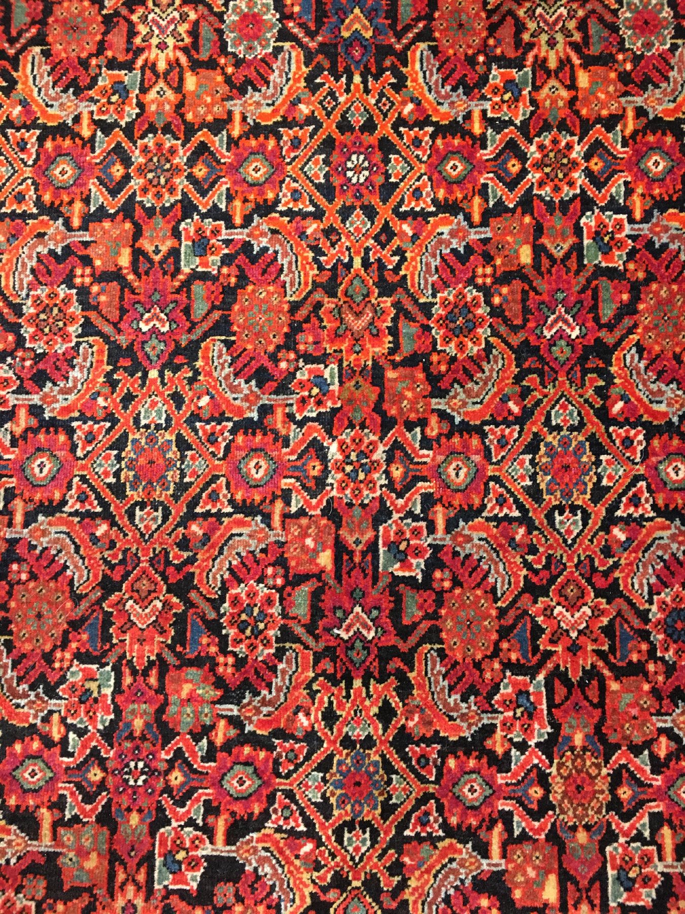 Detail f: Feiner Farahan antik, Westpersien, Ende 19.Jhd., Korkwolle geknüpft auf Baumwolle. Feine Farahan Qualität mit reich an erstklassigen Naturfarben. ...