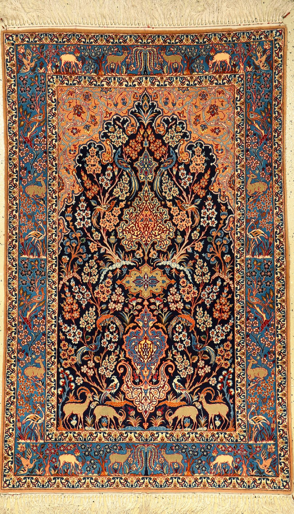 Esfahan fein, Persien, ca. 30 Jahre, Korkwolle auf Seide, ca. 171 x 106 cm, EHZ: 2-3