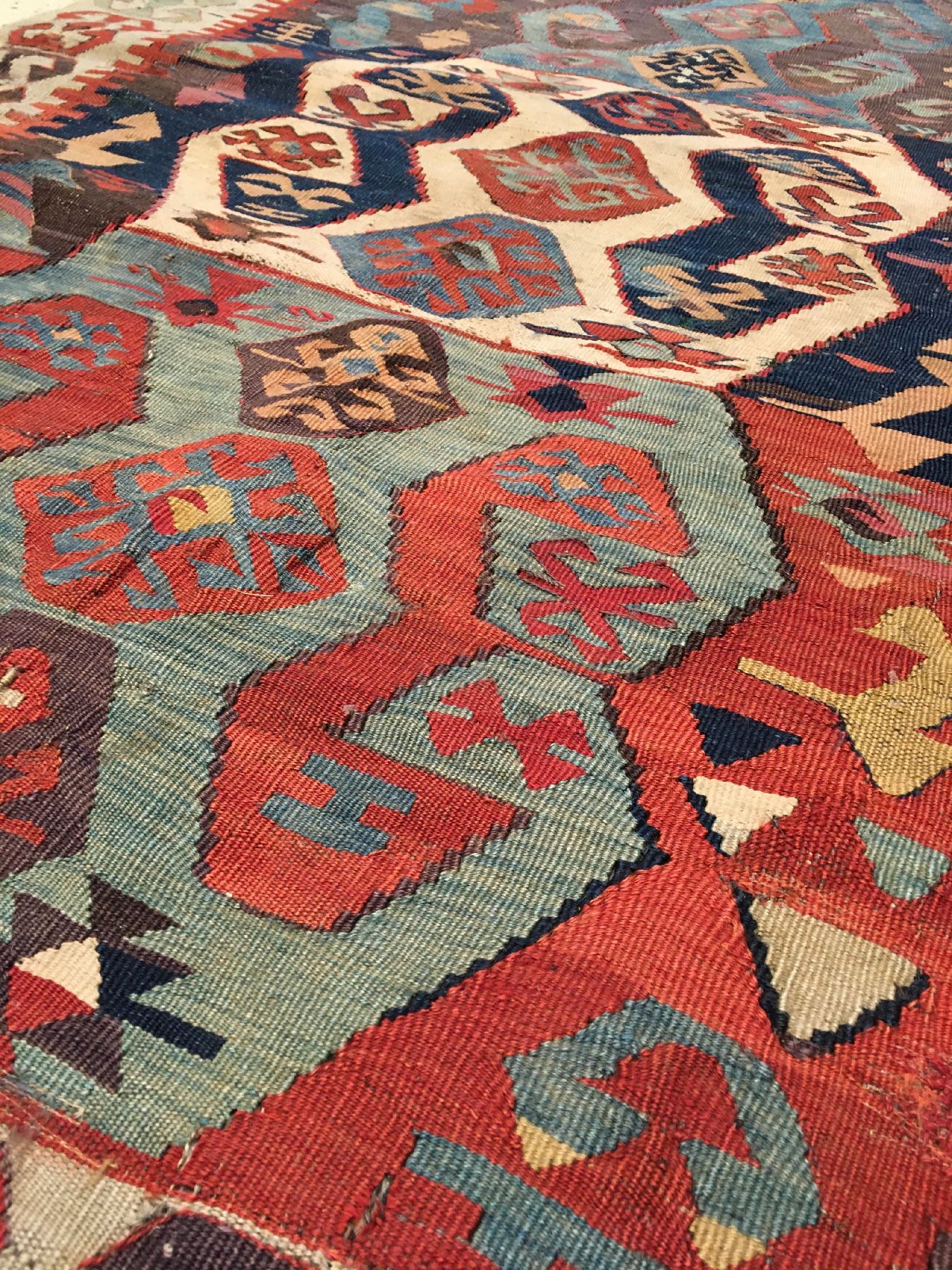 Detail c: Konya Aksaray "Kelim" antik, Zentralanatolien, 19.Jhd., Wolle gewebt auf Wolle. Kleinformatiger Kelim aus Zentralanatolien mit ...