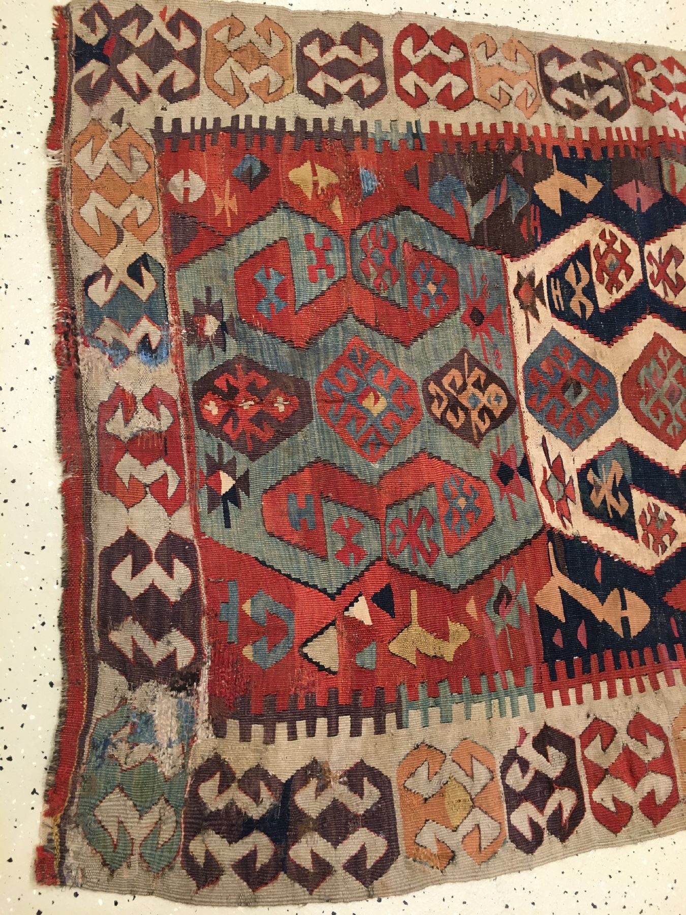 Detail f: Konya Aksaray "Kelim" antik, Zentralanatolien, 19.Jhd., Wolle gewebt auf Wolle. Kleinformatiger Kelim aus Zentralanatolien mit ...