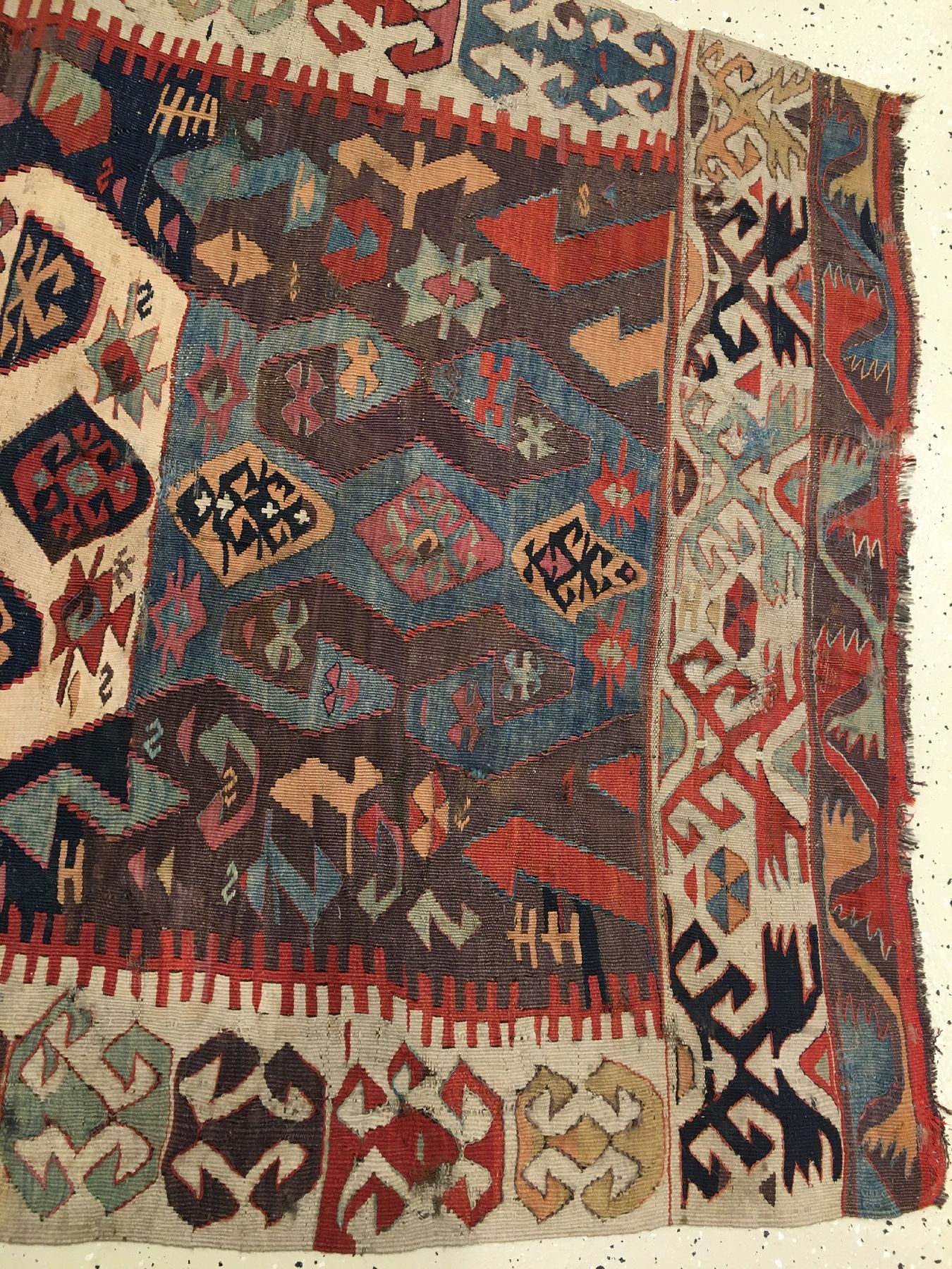 Detail h: Konya Aksaray "Kelim" antik, Zentralanatolien, 19.Jhd., Wolle gewebt auf Wolle. Kleinformatiger Kelim aus Zentralanatolien mit ...
