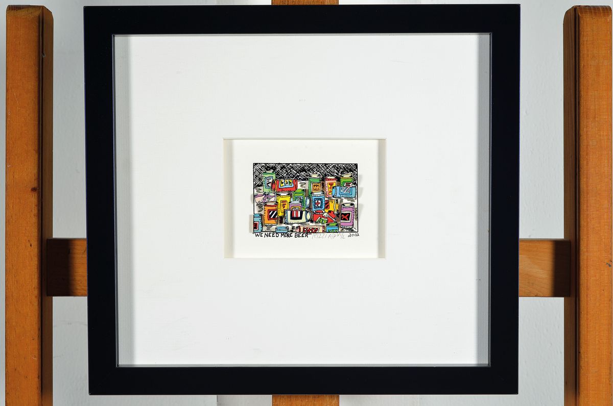 Detail k: James Rizzi, geb. 1950-2011, "We Need More Beer" , handsign., num., dat. 2002, unter Glas gerahmt, gesamt ca. 28,5x31,5 cm