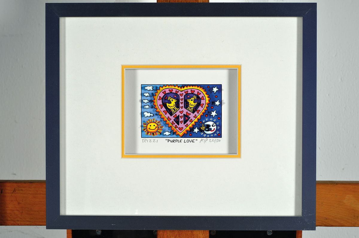Detail k: James Rizzi, 1950-2011, "Purple Love", drucksign., num., unter Glas gerahmt, gesamt ca. 21,5x26 cm