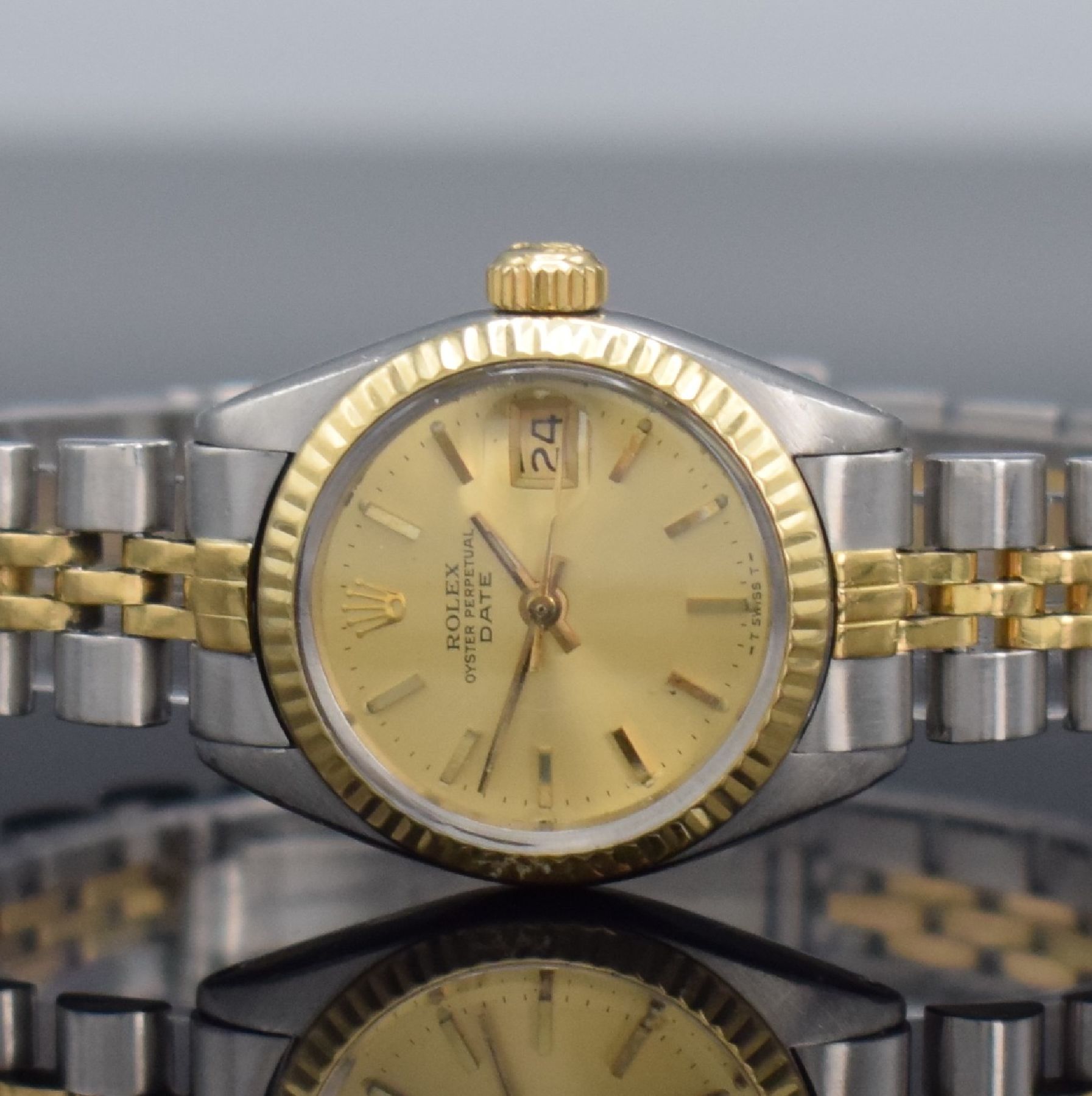 Detail a: ROLEX Damenarmbanduhr Oyster Perpetual Date, Automatik, Schweiz um 1975, Ref. 6917, Edelstahl/Gold kombiniert inkl. Jubileeband m. Faltschl., ...