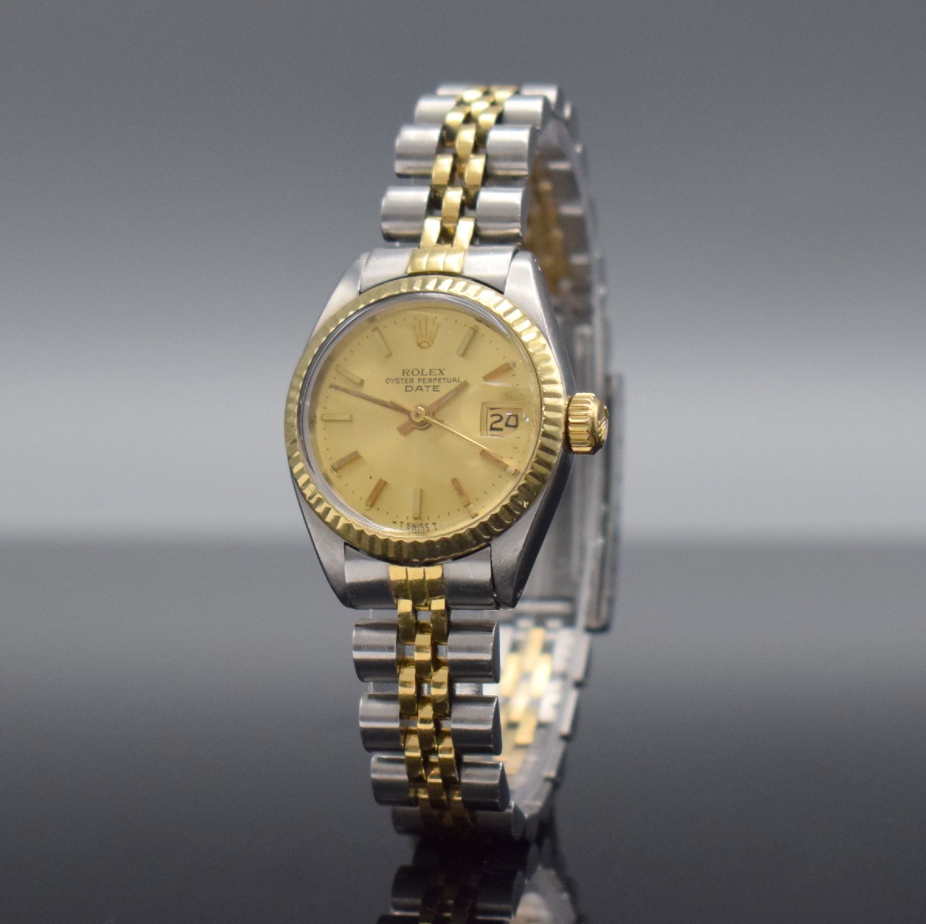 Detail b: ROLEX Damenarmbanduhr Oyster Perpetual Date, Automatik, Schweiz um 1975, Ref. 6917, Edelstahl/Gold kombiniert inkl. Jubileeband m. Faltschl., ...