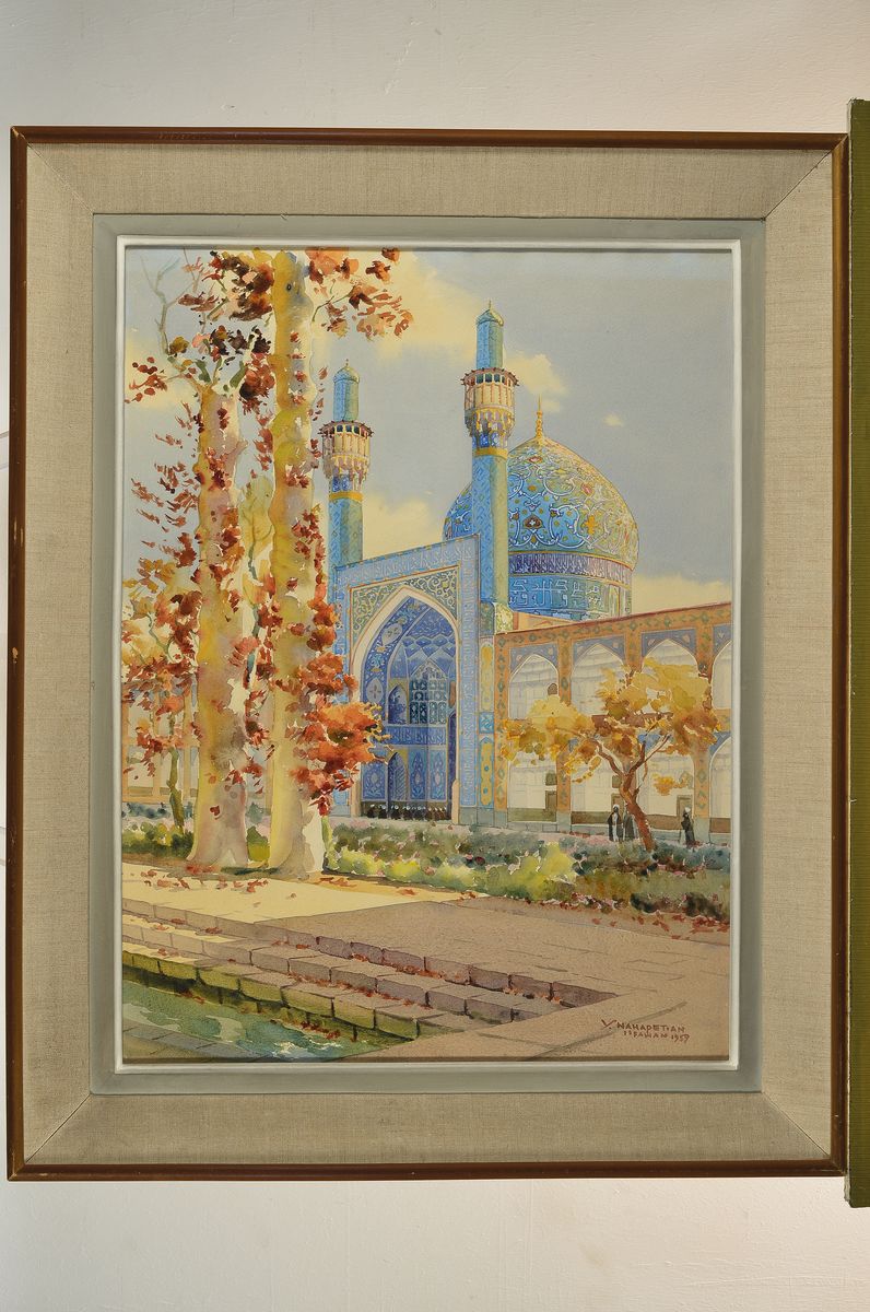 Detail k: Yervand Nahapetian, 1916-2006, Blick auf die Freitagsmoschee (auch Jame- Moschee) von Isfahan, Aquarell auf Papier, rechts unten signiert: Y. ...