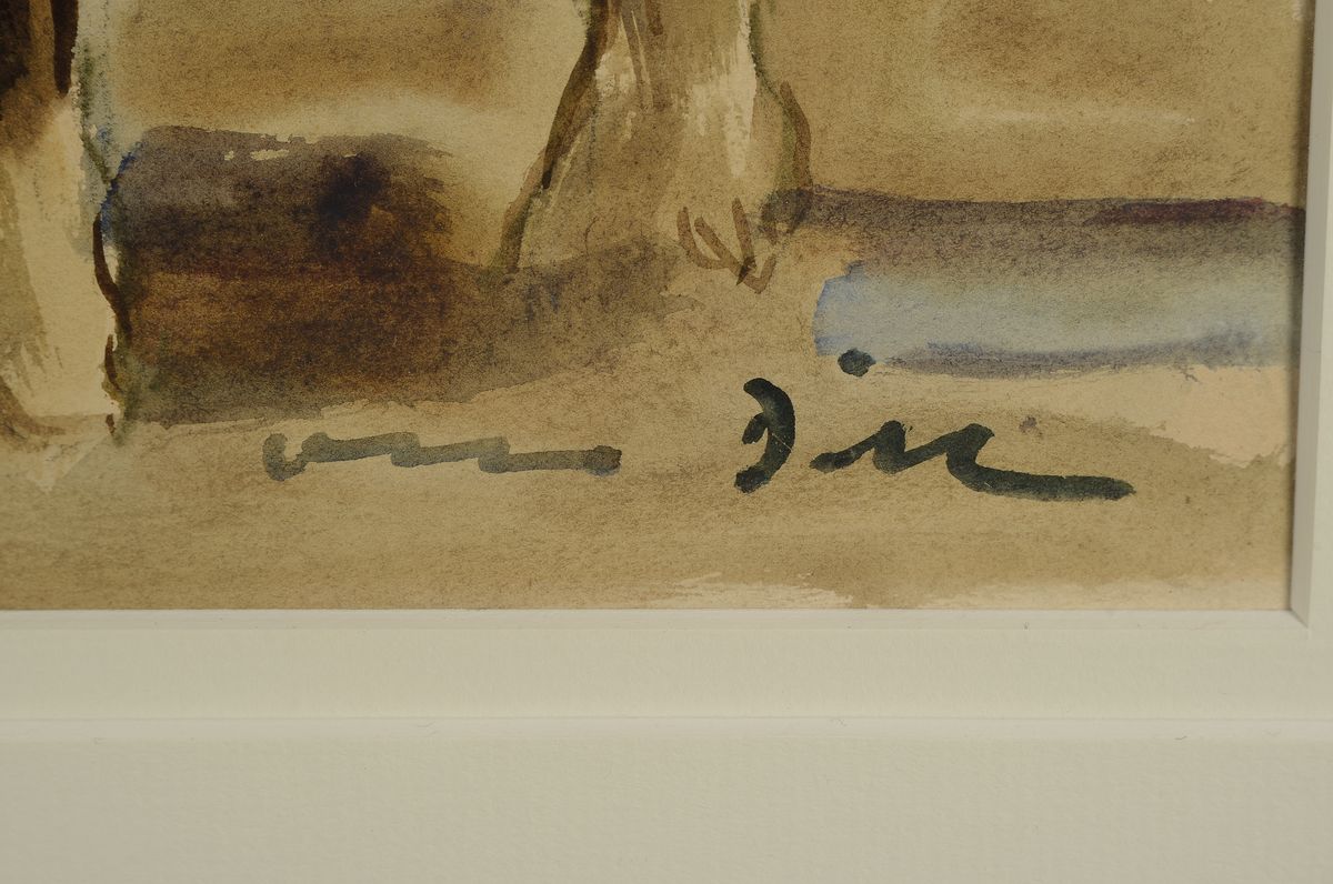 Detail a: Otto Dill, 1884 Neustadt - 1957 Bad Dürkheim, Bauer mit zwei Kaltblütern, Aquarell/Papier,re. u. handsigniert, um 1930, ca. 32.5 x 42.5 cm, Rahmen ...