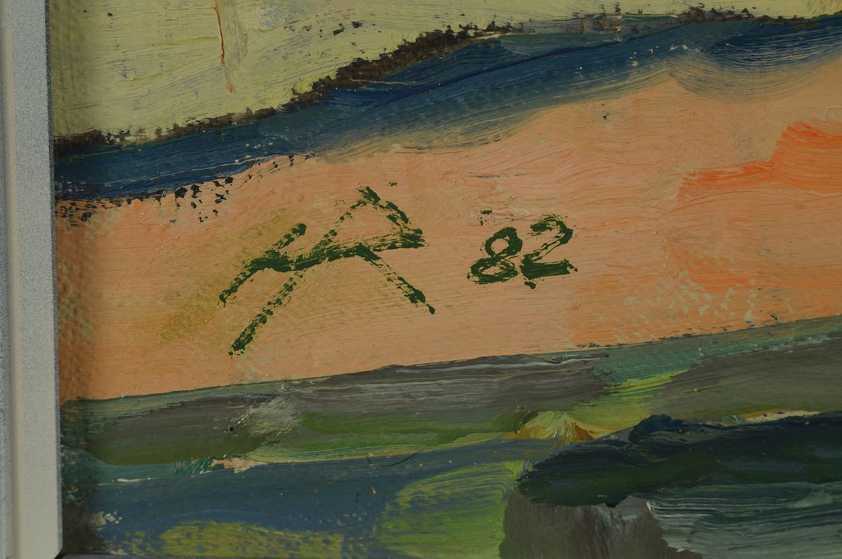 Detail a: Heinz Reiss, geb. 1923 Haßloch, Stillleben mit Früchten und Blumen, Öl/Lwd, links unten monogrammiert und datiert 82, ca. 50x40cm, R. ca. 63x53cm